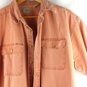 LL BEAN Men's XL Sunwashed Short Sleeve Canvas Work Shirt